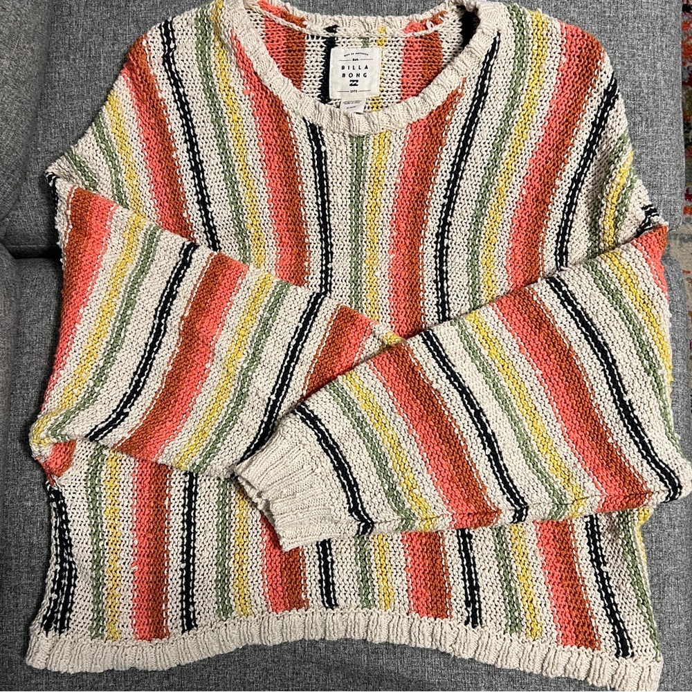 Billabong She’s a Trip Striped Multicolor Sweater M - Picture 3 of 8